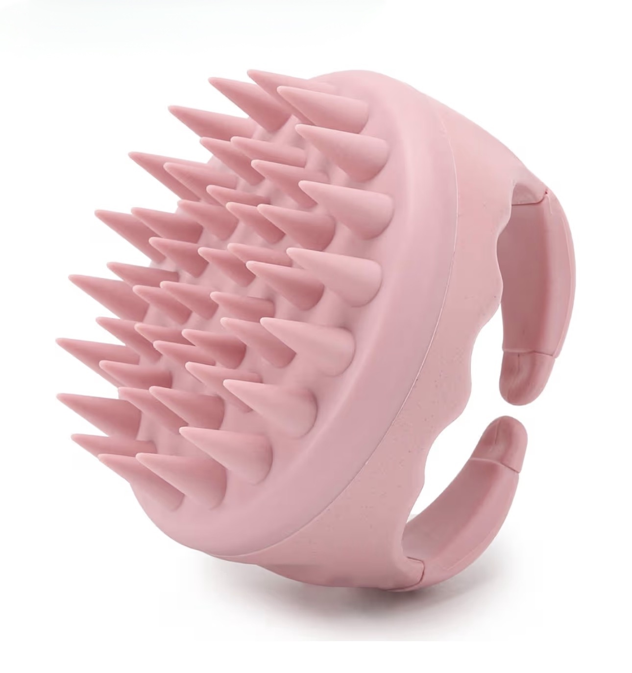 Pink silicone hair and scalp brush